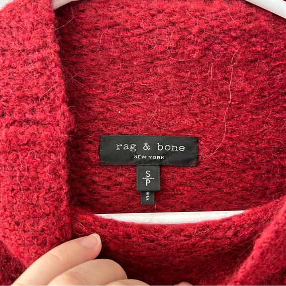 Rag & Bone Holland Funnel Neck Sweater in Burgundy Stripe Wool and Alpaca Size S - Picture 9 of 12